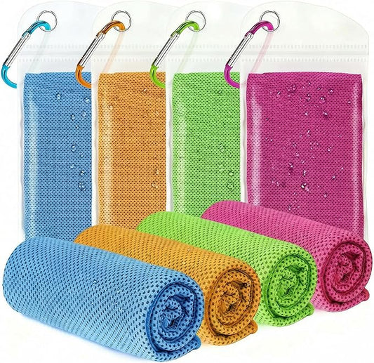 4 Packs Cooling Towels for Neck and Face(40"x 12"), Cool Sweat Towels for Hot Weather, Lightweight Soft Breathable Towels for Yoga, Towels Sports, Workout, Running, Gym, Camping, Fitness