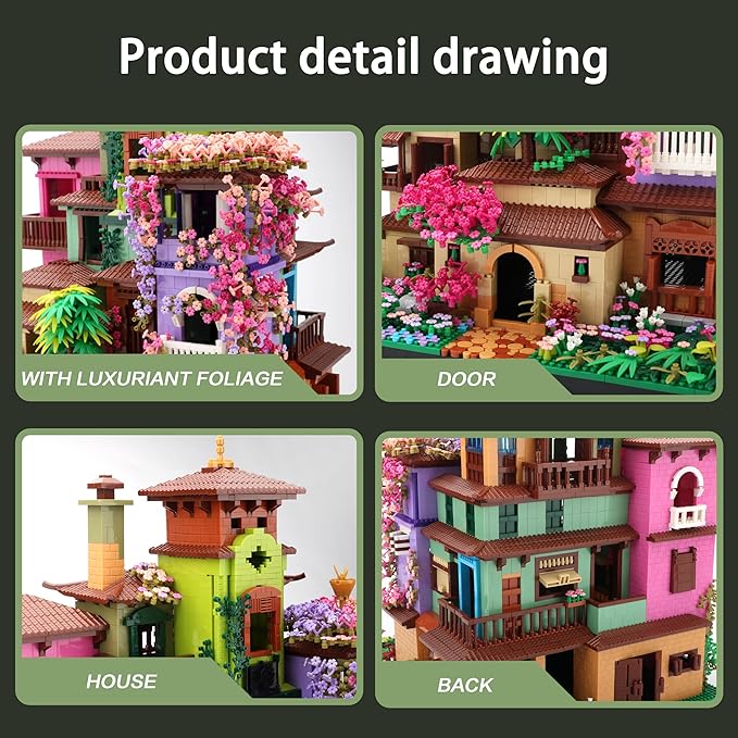 Architecture Cherry Blossom Villa Tree House Micro Building Blocks Set for Girls 14+ 7080PCS, Flower House Creative Collectible Models Giftt for Teens and Adults