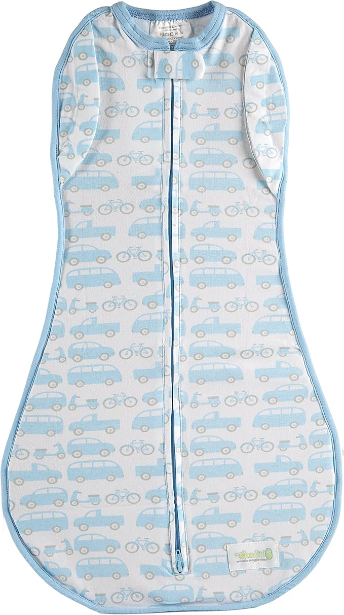 Woombie Convertible Nursery Swaddling Blanket - Swaddle Converts to Wearable Blanket for Babies Up to 3 Months - Vented (Beep Beep, 5-13 lbs)