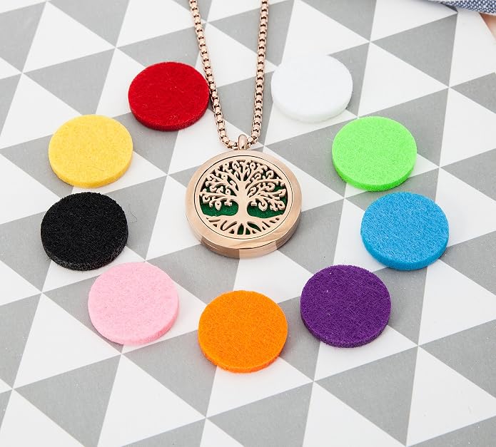 Aromatherapy Essential Oil Diffuser Necklace 316L Stainless Steel Locket Pendant with 24 Inch Chain