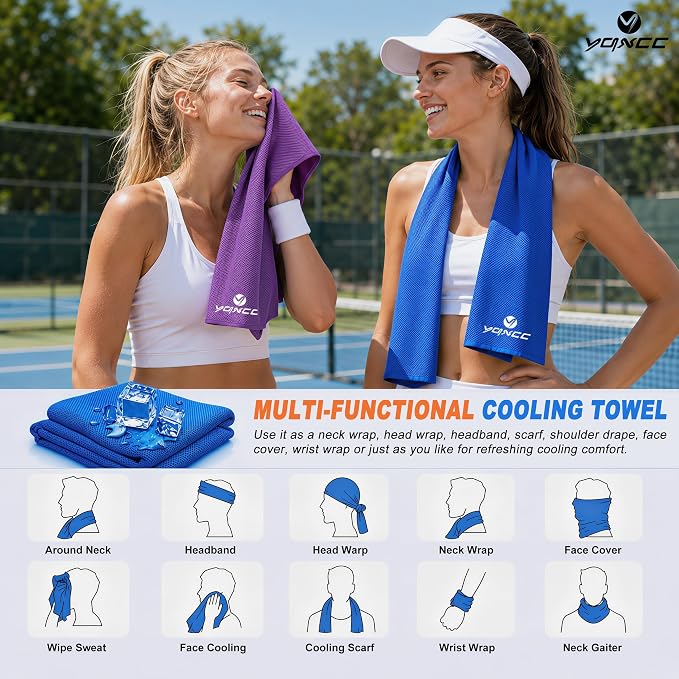 YQXCC 4 Pack Cooling Towels 40"x12", Cool Ice Towels for Neck & Face | Cooling Neck Wraps, Soft Breathable Microfiber Chilly Towels, Ideal for Gym, Yoga, Golf, Running, Camping & Hot Weather