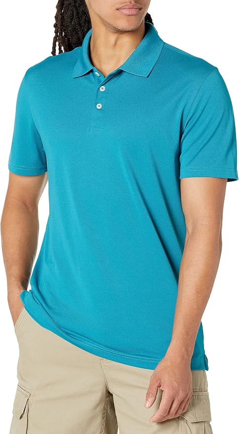 Amazon Essentials Men's Moisture Wicking Golf Polo Shirt, Short Sleeve, Slim-Fit, Quick-Dry, Active Wear