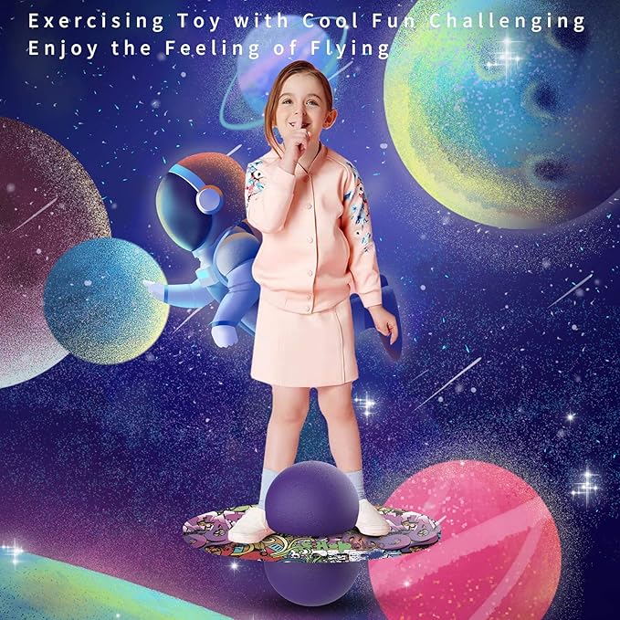 Pogo Ball for Kids & Adults Up to 200lb, Balance Coordination Trick Bounce Board Pop Ball Cool Fun Challenge Indoor Outdoor Toys Pogo Jumper Birthday Gifts for Boys Girls
