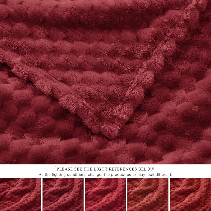 EXQ Home Fleece Blanket Twin Size for Couch or Bed - 3D Imitation Turtle Shell Jacquard Decorative Blankets - Cozy Soft Lightweight Fuzzy Flannel Blanket Suitable for All Seasons(60"×80",Red)