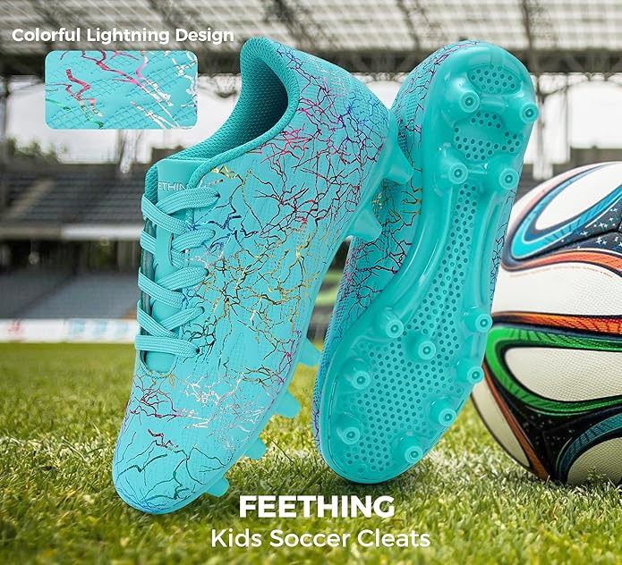 Grils Boys Soccer Cleats Youth Firm Ground FG Football Shoes Lightweight Breathable Outdoor Trainning Sport Shoes for Little/Big Kids