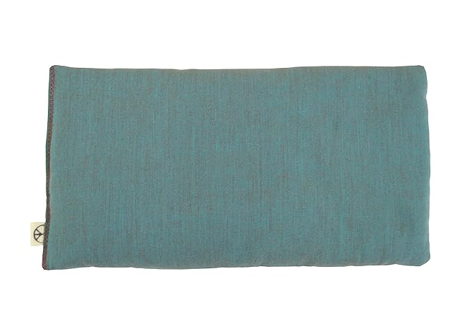 Unscented Flax Eye Pillow - Soft & Soothing Cotton Naturally Calming Colors - Weighted Yoga Massage Headache Sleep Made USA - green teal