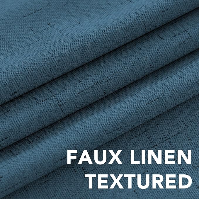 H.VERSAILTEX 100% Blackout Curtains for Bedroom Thermal Insulated Linen Textured Curtains Heat and Full Light Blocking Drapes Living Room Curtains 2 Panel Sets, Blue Sapphire, 52x72 Inch