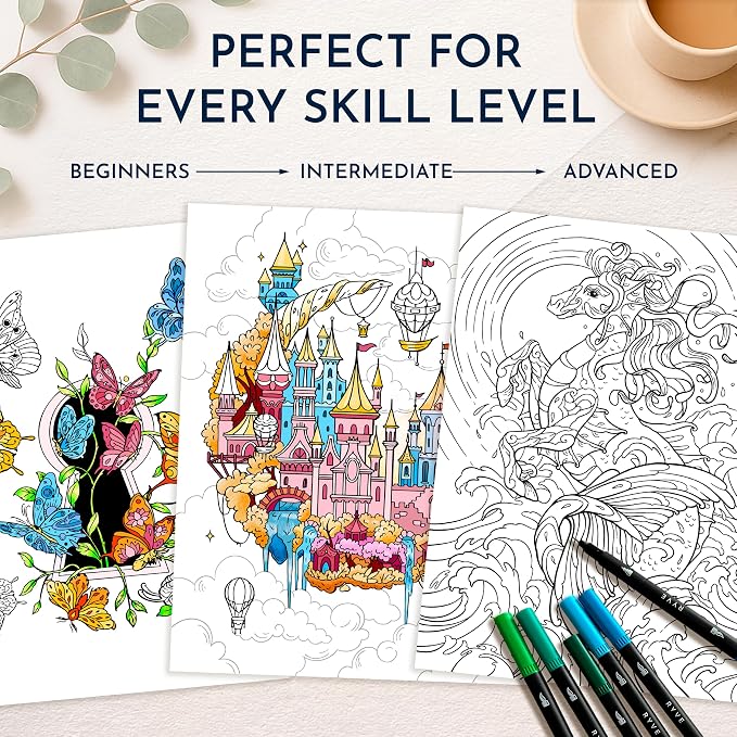 Coloring Book for Adults Relaxation – Calming Adult Coloring Book with 31 Designs and Inspiring Prompts – Mindfulness Stress Relief and Self Care Gifts for Women & Men, Tear-Out Pages