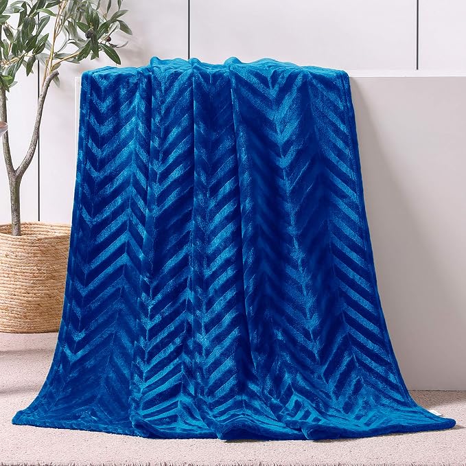 Whale Flotilla Flannel Fleece Throw Blanket for Couch Sofa Bed, Soft Velvet Lightweight Throws Plush Fluffy Chevron Design Decorative Blankets for All Season, 50x60 Inch, Royal Blue | Lightweight Breathable Soft Sofa Throws, Plush Fluffy Chevron Design...