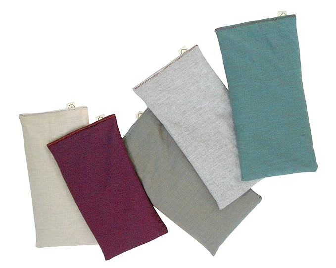 Unscented Flax Eye Pillow - Soft & Soothing Cotton Naturally Calming Colors - Weighted Yoga Massage Headache Sleep Made USA - gray