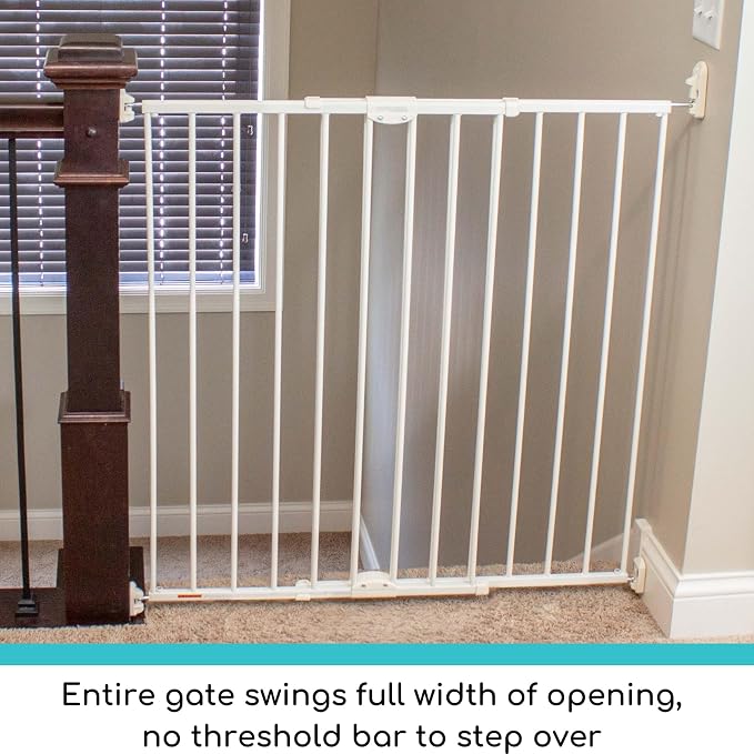 Toddleroo by North States - Tall Easy Swing & Lock Baby Gate Series 2: Hardware Mounted Metal Safety Gate for Stairs & Doorways - Adjustable 28.68 to 47.85 Inches Wide - 36 Inches Tall - Ivory