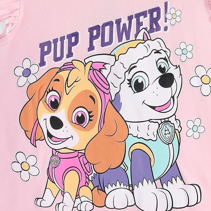 Paw Patrol Nickelodeon Girls Mix and Match 5 Piece Outfit Set with Tops, Leggings, Shorts & Scrunchie for Toddler and Big Kid