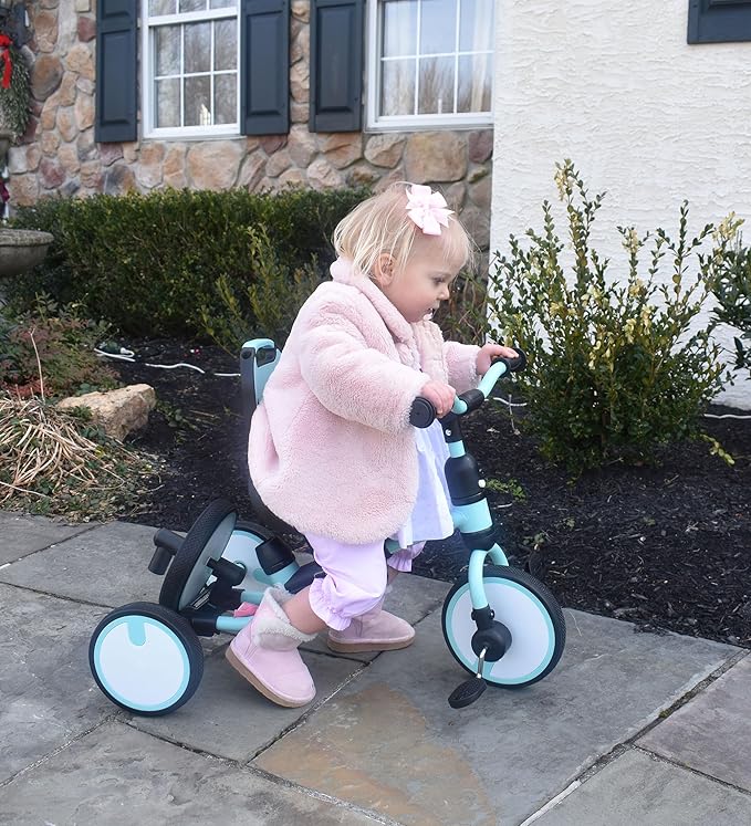 besrey Toddler Bike 1-3 Years Old,Toddler Tricycle with Spare Wheel,5 in 1 Kids Trike with Push Handle,Backrest and Safety Belt,Balance Bike 1+ Year Old,Birthday Gift and Toy for Boys and Girls