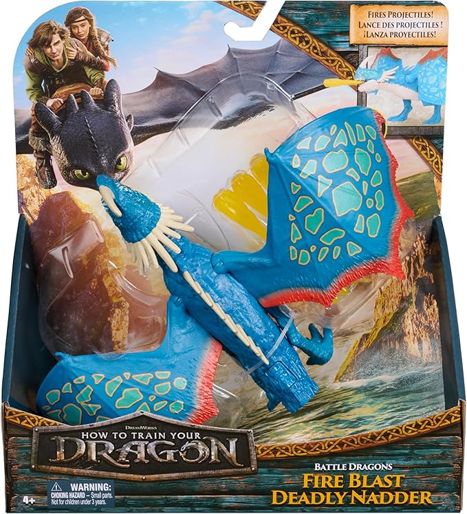 Dreamworks Dragons, Battle Dragons, Fire Blast Deadly Nadder, 10” Action Figure, Kids Toys for Boys & Girls Ages 4 and up