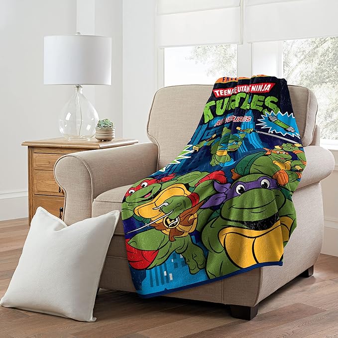 Northwest Teenage Mutant Ninja Turtles Micro Raschel Throw Blanket, 46" x 60", Ooze Blaster