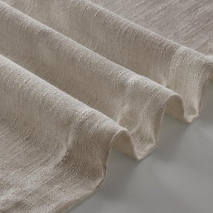Burlywood Birch Pinch Pleated Linen Curtains 63 Inch Length 2 Panels Set | for Dining Living Room Bedroom Window, Memory Shape Trained, 400GSM Fabric, Semi Sheer, Pinch Pleat with Hooks Rings 40x63