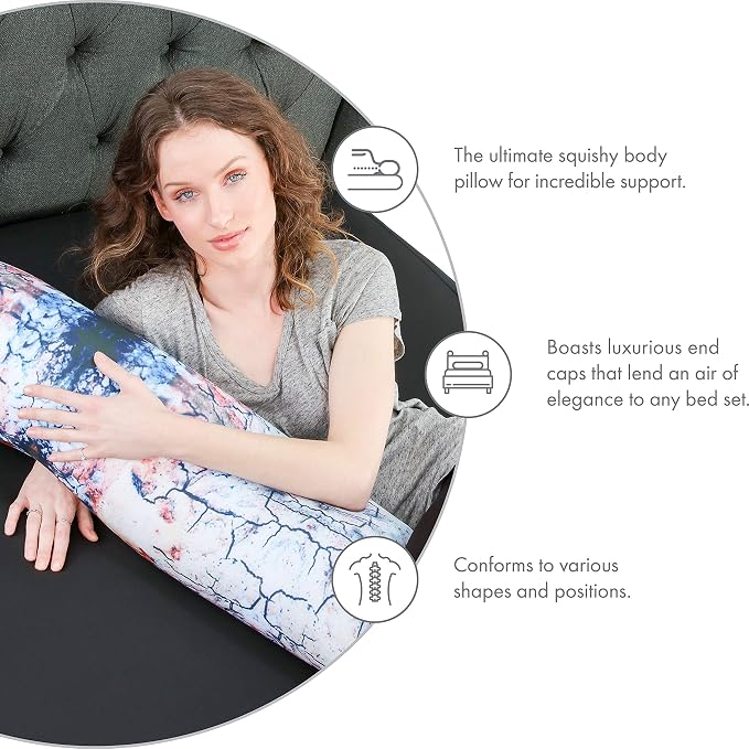 Log Platanus Microbead Body Pillow - Straight Long Pillows for Comfort or Use During Pregnancy- Spandex 85% / Nylon 15% - Spongy Cooling Hypoallergenic Outer Fabric - 50" X 8" - Side Sleepers