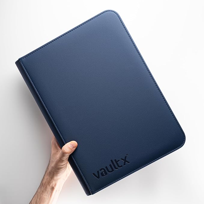 Vault X 9 Pocket Zip Binder, 360 Cards, Exo-Tec Material, 20 Side-Loading Pages (Blue)
