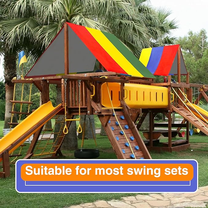 2 Pack Swingset Replacement Tarp Playground Wooden Sunshade Canopy Waterproof UV Protection Cover Playground Roof, 52" x 90" (Color Set 2)