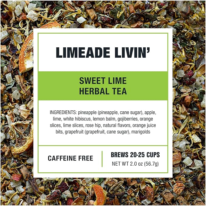 Tiesta Tea - Limeade Livin, Loose Leaf, Sweet Lime Herbal Tea, Non-Caffeinated Fruit Blend, Make Hot or Iced Up to 25 Cups, 2 oz Resealable Pouch