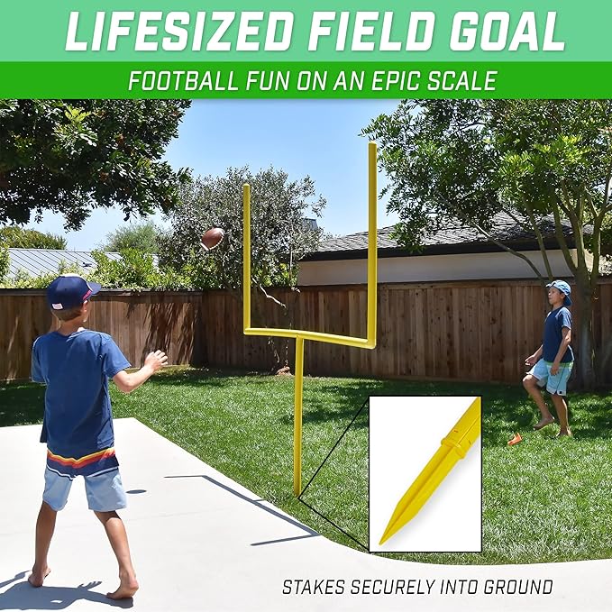 GoSports Football Field Goal Post - 6 or 8 ft Backyard Football Game