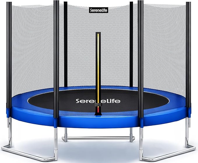 SereneLife Trampoline Outdoor 8FT 10FT 12FT 14FT with Enclosure Net, Ladder and Anti-Rust Coating - ASTM Approved Recreational Trampolines - Heavy Duty Yard Trampolines for Kids and Adults