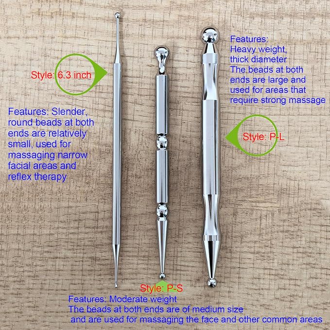BYYDDIY 6.3inch Stainless Steel Dual Head Facial Reflexology Tools,Ear Massage Tool,Body Point Probe Pen &Trigger Point Massager Tool for Deep Tissue (6.3inch)