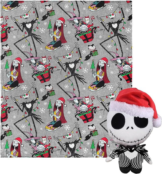 Northwest Character Hugger Pillow & Silk Touch Throw Blanket Set, 40" x 50", The Nightmare Before Christmas Freaky Festivities