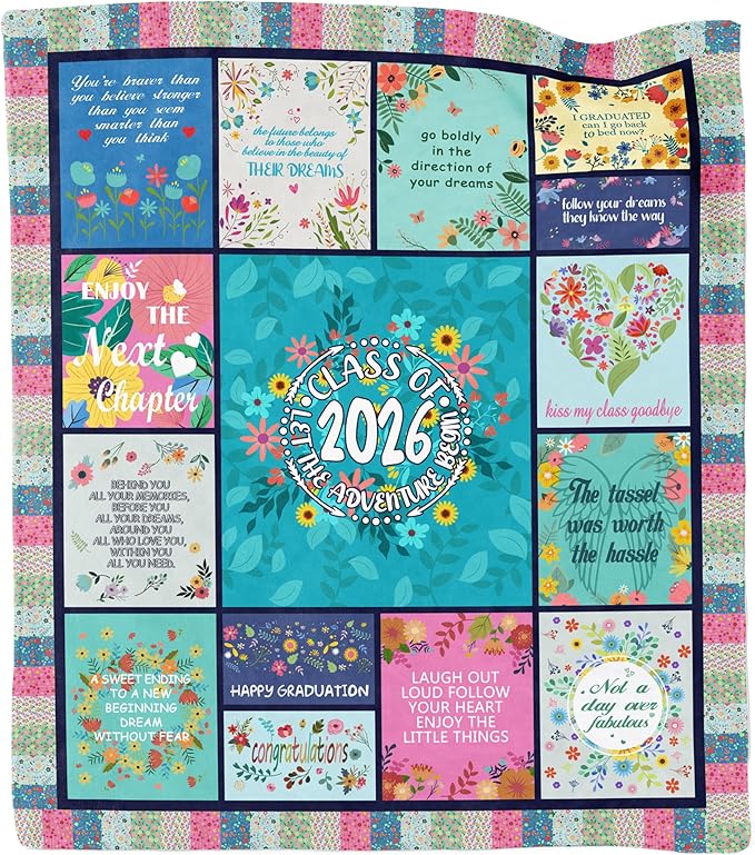 2026 Graduation Gifts Blanket Her, Graduation Throw Blanket 60"X50", Graduation Party Decorations Class of 2026, PHD High School College Graduation Gifts for Women