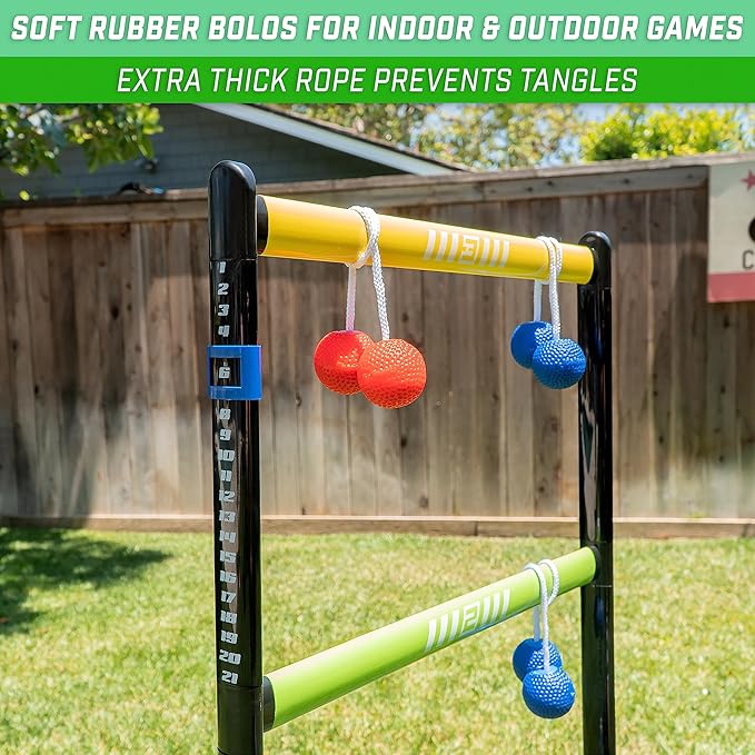 GoSports Ladder Toss Indoor & Outdoor Game Set with 6 Soft Rubber Bolo Balls and Travel Carrying Case - Choose Pro or Classic