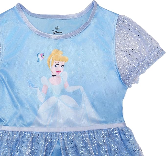 Disney Girls' Princess Dress Nightgown, Fantasy Gown, Soft & Cute Pajamas for Kids