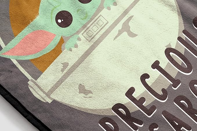 Jay Franco Plush Throw Blanket – 46" x 60" Inches Kids Hero Soft & Cozy Fleece Throw for Bedroom & Couch Décor, Official Licensed Product, Gray - Mandalorian