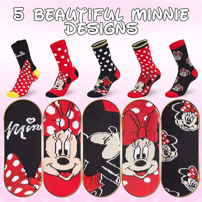 Disney Stitch Socks Gifts for Women Teens, US Size 4-9, Baby Yoda Pack of 5 Fuzzy Casual Crew Socks for Home Sleep Winter
