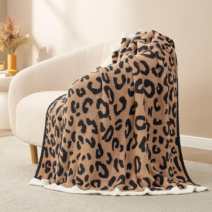 Snuggle Sac Black Leopard Throw Blanket for Couch - Ultra Soft Warm Reversible Plush Cheetah Blanket for Sofa & Bed, Black Leopard, 50x60 inches
