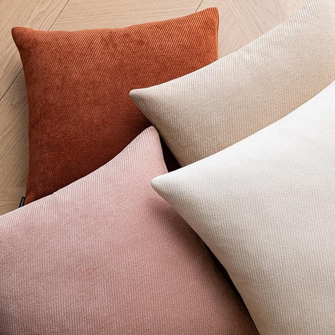 a moment Pack of 2 Decorative Chenille Throw Pillow Covers with Twill Cushion Covers for Sofa Living Room Couch Bed 22x22 Inch Raw White