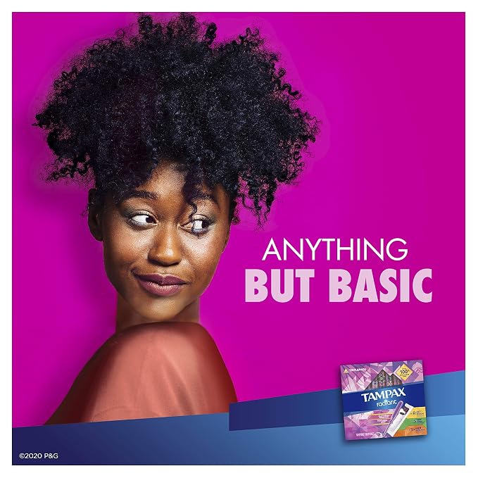 Tampax Radiant Tampons Trio Pack Regular/Super/Super Plus Absorbency, Unscented, 28 Count