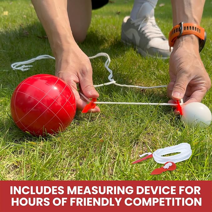 Bocce Ball Set 100mm Regulation Size and Weight for Lawn, Beach Bocci Game Sets for 2-8 Players (Multi-Color)