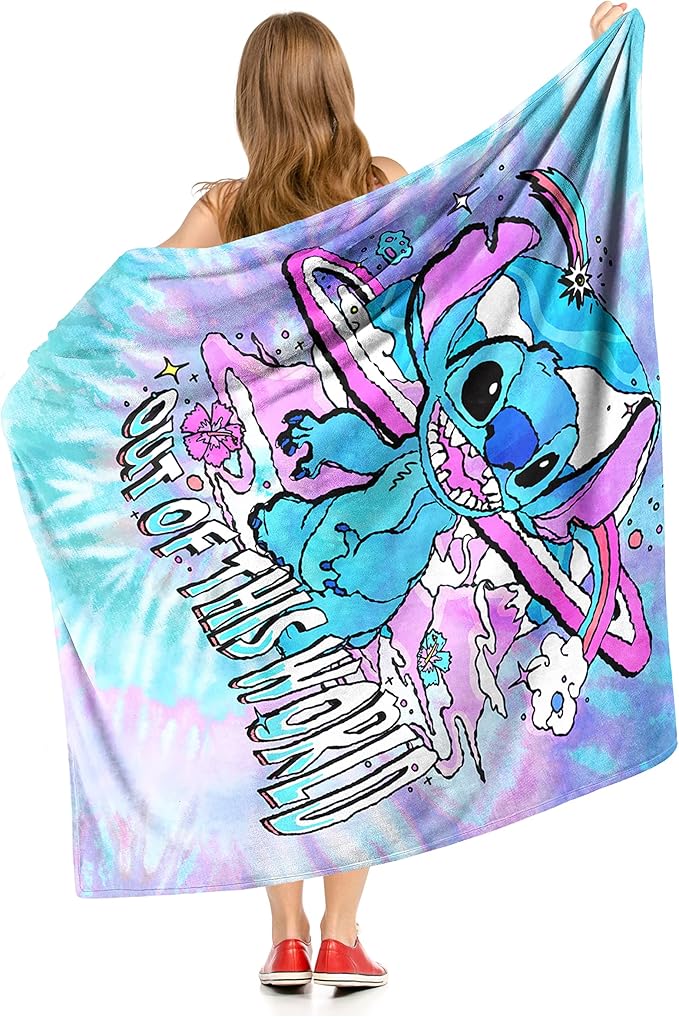 NORTHWEST Lilo and Stitch Silk Touch Throw Blanket, 50" x 60", Hippie Stitch