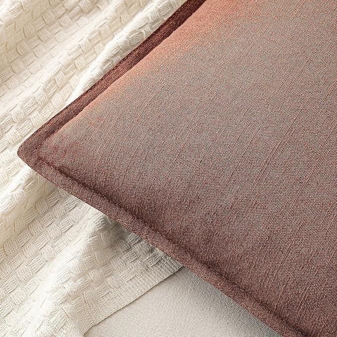 MIULEE Decorative Linen Pillow Covers 20x20 Inch Rust Red | Boho Farmhouse Fall Autumn Couch Throw Pillows for Bed, Pack of 2 Accent Modern Pillowcases, Sofa Livingroom Home Decor