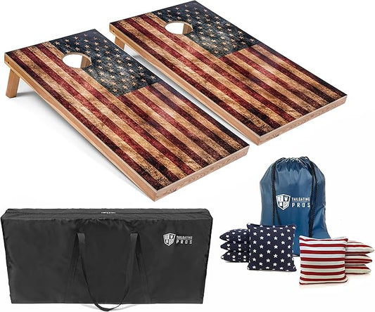 Tailgating Pros Cornhole Boards - 4'x2' Lightweight Cornhole Game- Includes Carrying Case, Set of 8 Corn Hole Bags & Tote