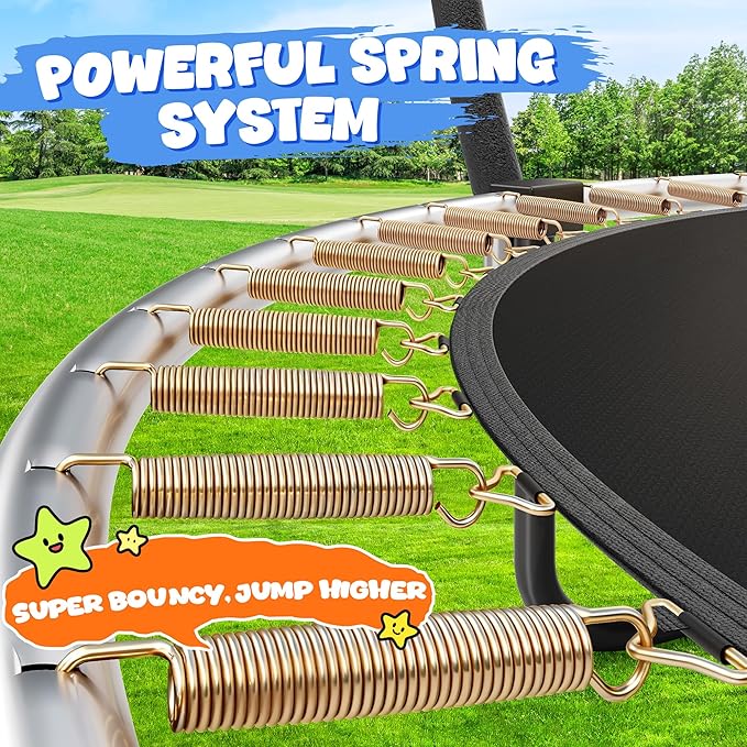 JELENS Trampoline 8FT 10FT 12FT 14FT 15FT 16FT, Recreational Trampolines with Enclosure Net, Outdoor Anti-Rust Trampolines for Kids and Adults, ASTM Approved
