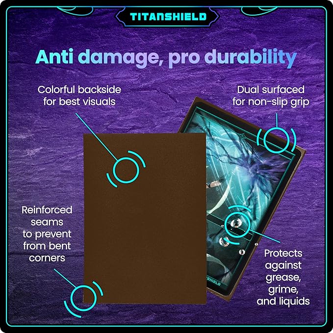 TitanShield Premium Card Sleeves | Compatible with Pokemon, One Piece, Lorcana, Flesh & Blood, & Magic The Gathering MTG | (150 Sleeves - Standard) (1, Earth Brown, Standard | 66x91mm)