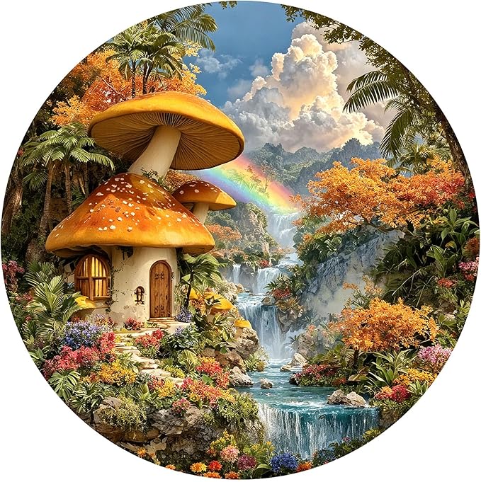 1000 Piece Puzzle for Adults - Mushroom House Jigsaw Puzzles - Impossible Hard Difficult Challenging Jigsaw Puzzle -Brain Teaser Adult Puzzles - Christmas Birthday Gifts for Women/Men