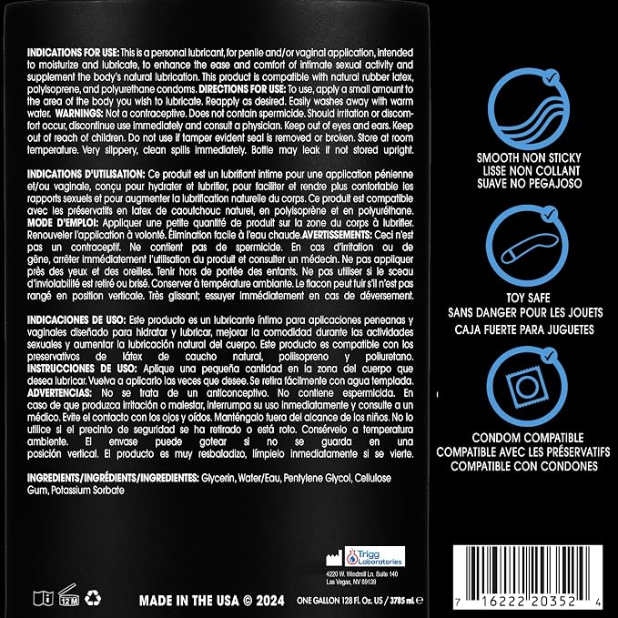 Wet Silver Water-Based Lubricant | Long-Lasting, Original Premium Formula | Vegan, pH-Balanced, Hypoallergenic, Paraben-Free, Non-staining | Lube for Men, Women & Couples, 128 fl oz