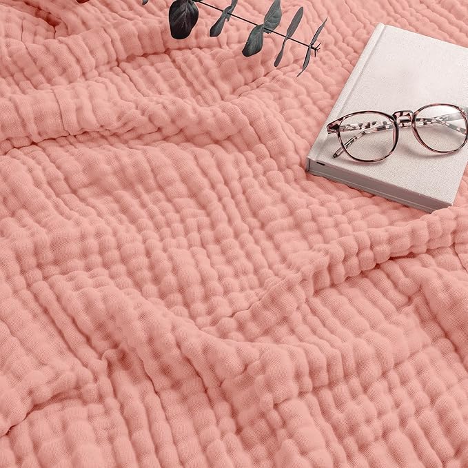 Comfy Cubs Adult Muslin Blanket 108x90” King Swaddle Blankets, Bold Blush | 6 Layer Soft, Breathable & Lightweight Muslin Adult Blanket - Machine Washable & Designed in the US Bedding for All Seasons