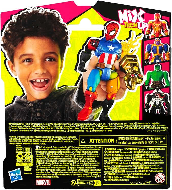 Spider-Man Marvel MixMashers Custom Mix-and-Match Action Figure & Accessories, 5-Inch-Scale Super Hero Toys for Kids Ages 4+