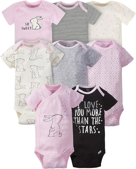 Gerber Baby Girls' 8-pack Short Sleeve Onesies Bodysuits