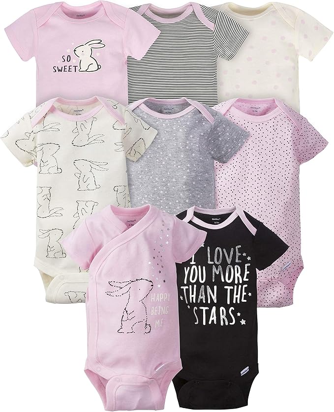 Gerber Baby Girls' 8-pack Short Sleeve Onesies Bodysuits