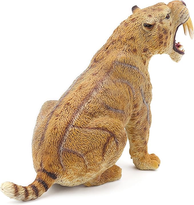 Gemini&Genius Smilodon Action Figure Toy, Saber-Toothed Tiger Wild Animal Model Toy, Beautiful and Accurate Sculptures of Tiger Animal Figure, Gift, Collection, Display & Play for Kids Collectors
