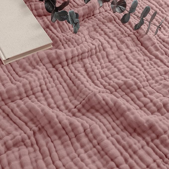 Comfy Cubs Adult Muslin Blanket 90x66” Twin Swaddle Blankets, Mauve | 6 Layer Soft, Breathable & Lightweight Muslin Adult Blanket - Machine Washable & Designed in the US Bedding for All Seasons